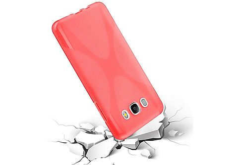 carcasa de móvil  - Funda flexible para móvil - Carcasa de TPU Silicona ultrafina CADORABO, Samsung, Galaxy J7 2016, rojo infierno