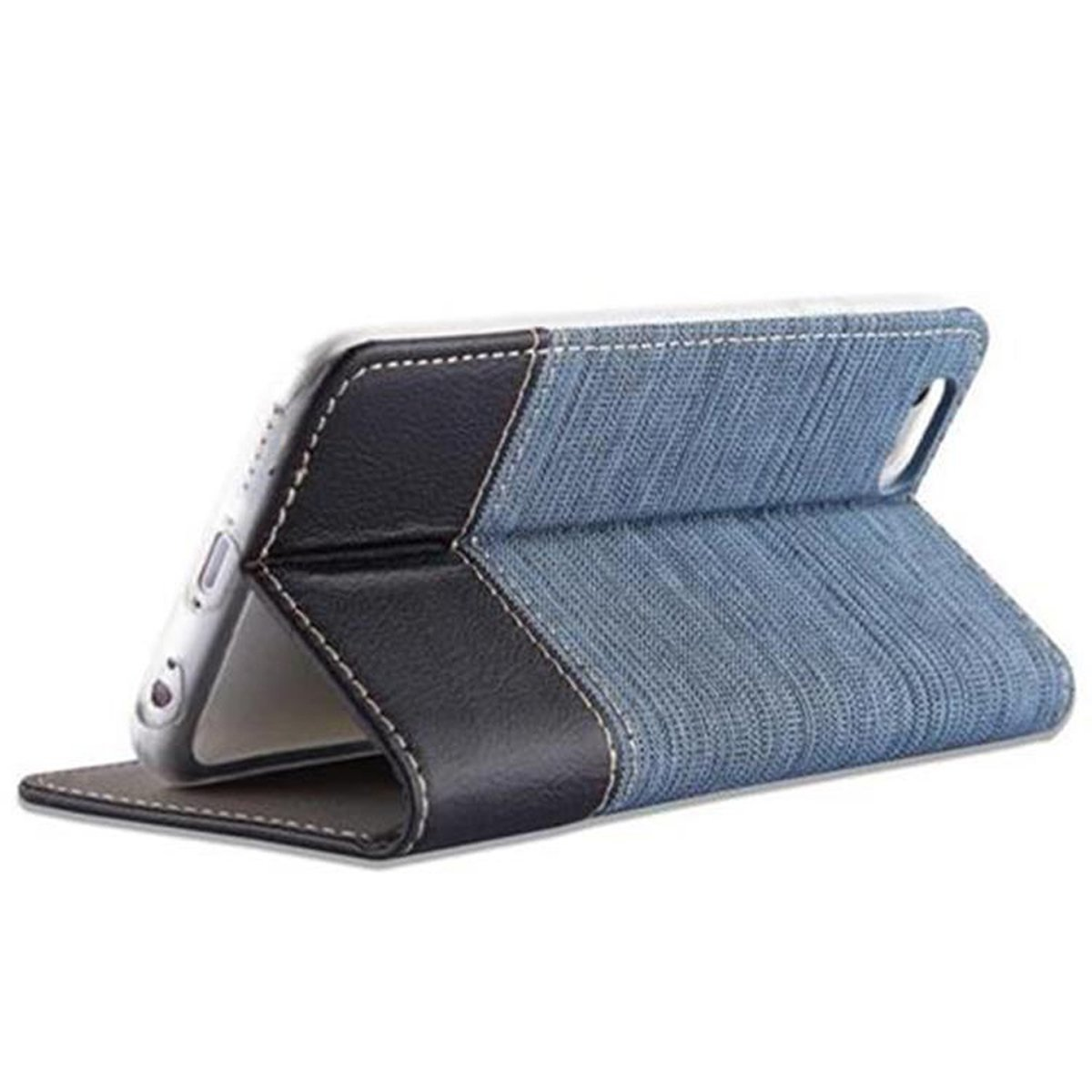 Book im BLAU / iPhone Jeans Bookcover, Style, Schutzhülle SCHWARZ 6S, DUNKEL CADORABO Apple, 6