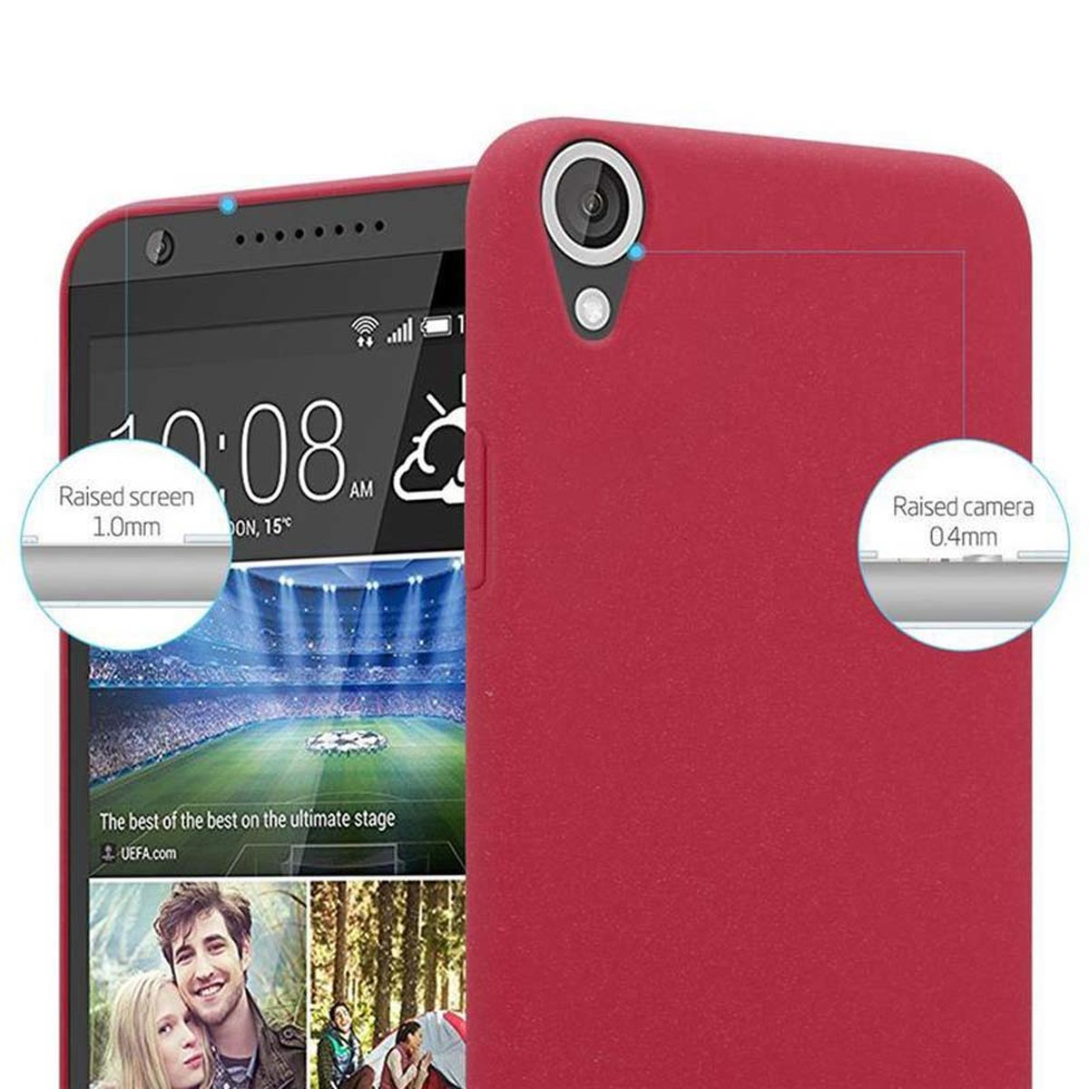 Case CADORABO Backcover, Hard Style, FROSTY im Desire Hülle ROT Frosty HTC, 820,