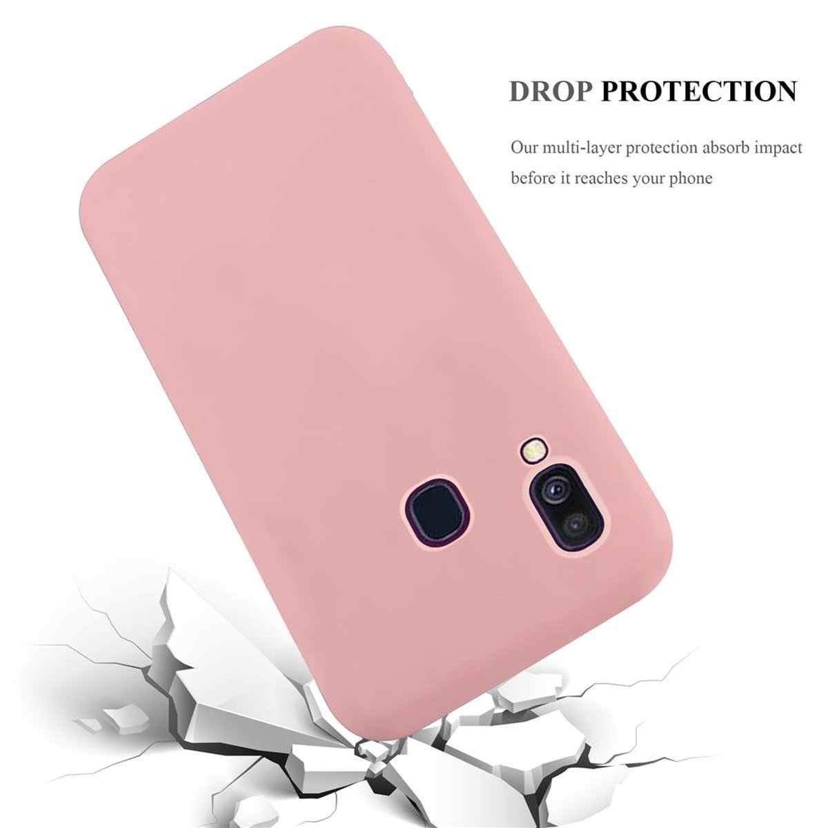 im Backcover, Hülle ROSA Galaxy Candy CADORABO CANDY A40, Samsung, TPU Style,