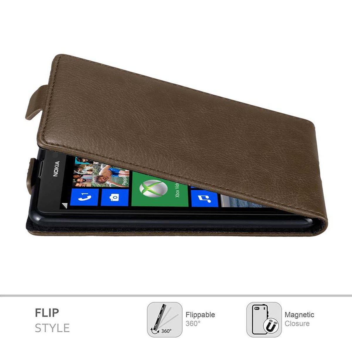 Nokia, Flip Flip Cover, Hülle Style, BRAUN Lumia CADORABO 625, KAFFEE im