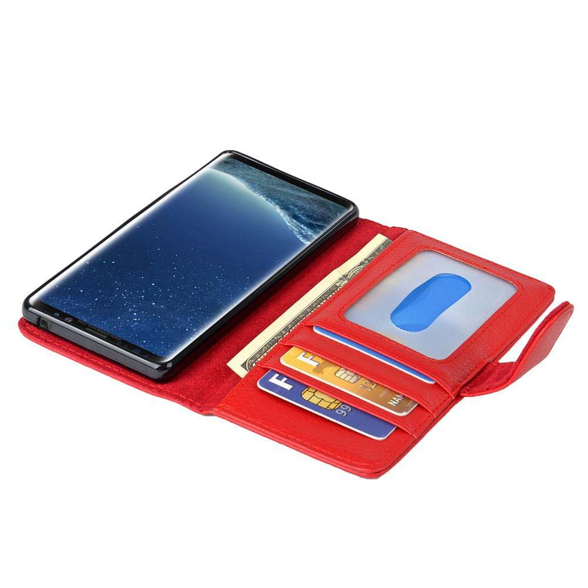 Samsung, mit Book Hülle INFERNO Galaxy Standfunktuon, ROT PLUS, Kartenfach S8 CADORABO Bookcover,