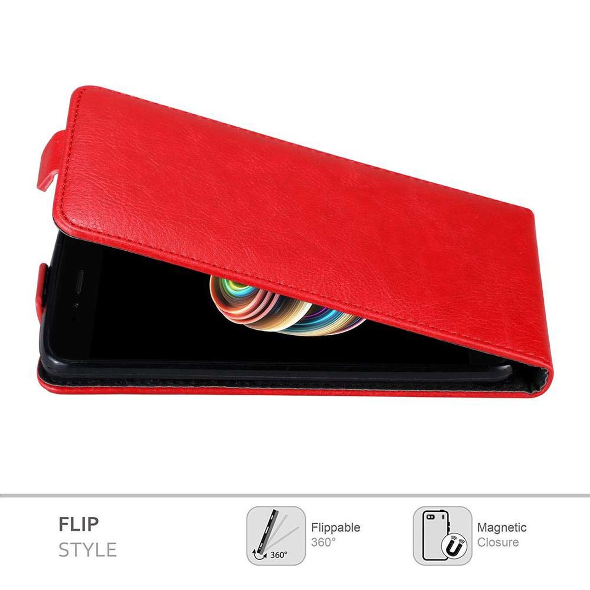 Mi Style, Cover, Hülle APFEL im Mi Xiaomi, / Flip 5X, CADORABO ROT Flip A1