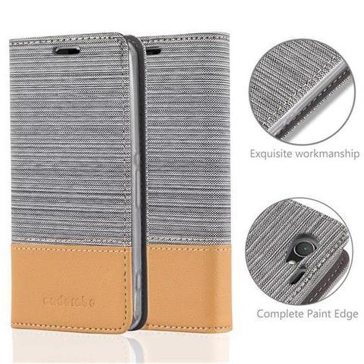 im Sony, Jeans HELL Z1 BRAUN Bookcover, Style, COMPACT, CADORABO Schutzhülle Xperia GRAU Book