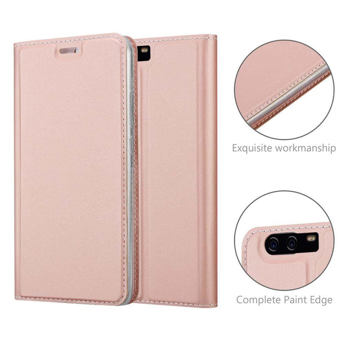 GOLD ROSÉ Huawei, Style, PLUS, CADORABO P10 Book Classy Handyhülle Bookcover, CLASSY