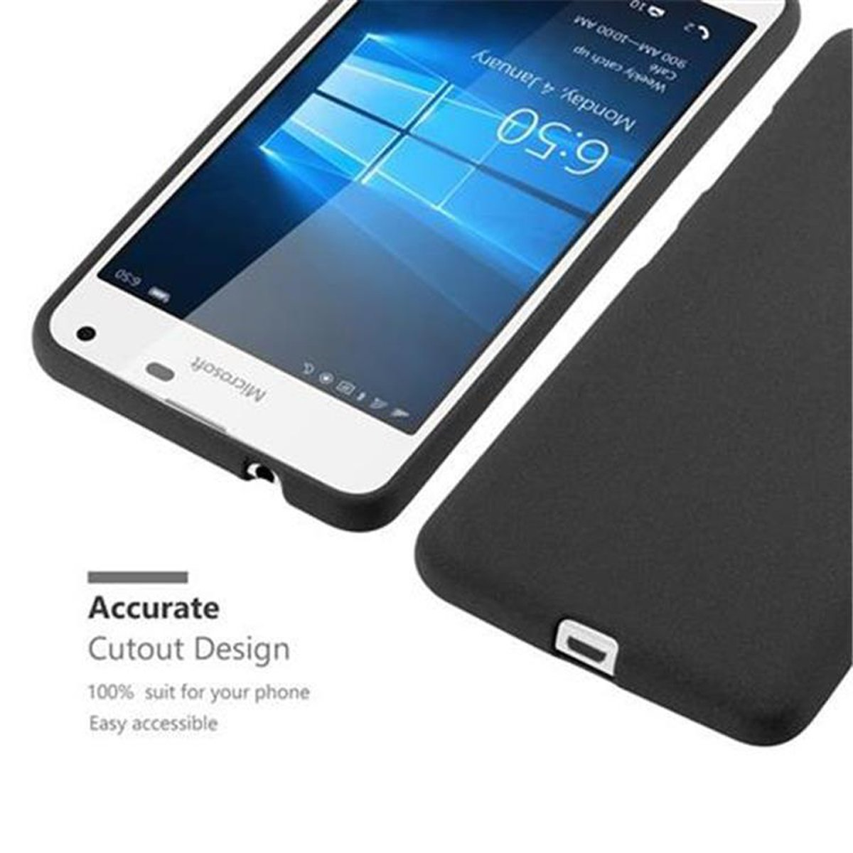 CADORABO TPU Frosted Schutzhülle, Backcover, Lumia FROST Nokia, SCHWARZ 650