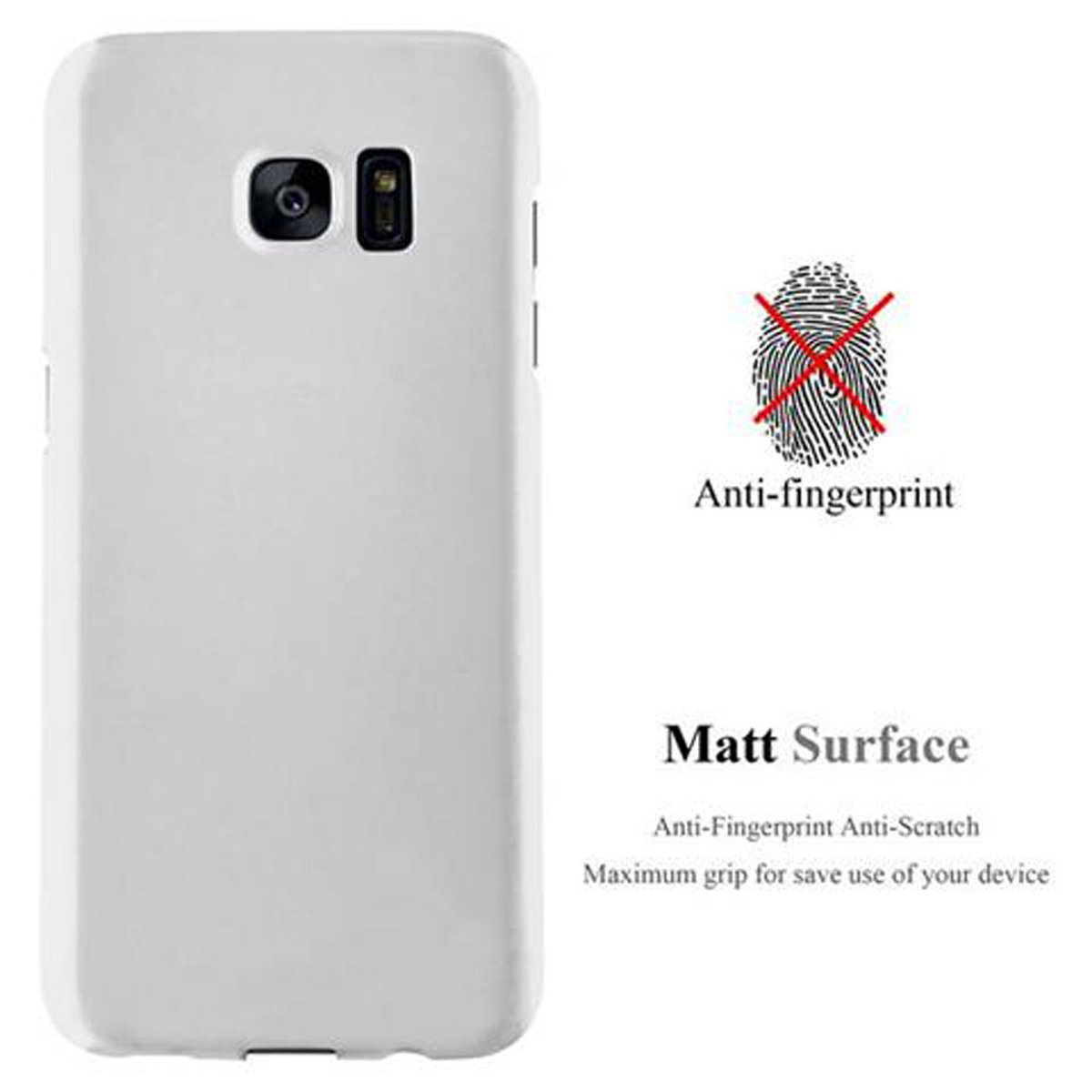 Custodia bianca per telefono con superficie opaca e funzione anti-impronta.