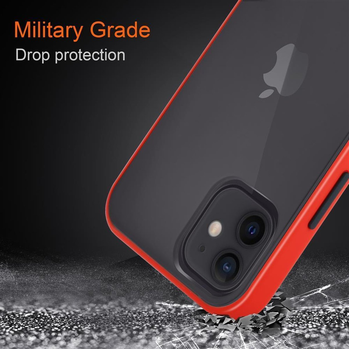 CADORABO Hülle Hybrid Schutzhülle mit Apple, MAX, Rückseite, Silikon Schwarze Rot 12 Matt - TPU Kunststoff matter Backcover, und Innenseite iPhone Tasten PRO