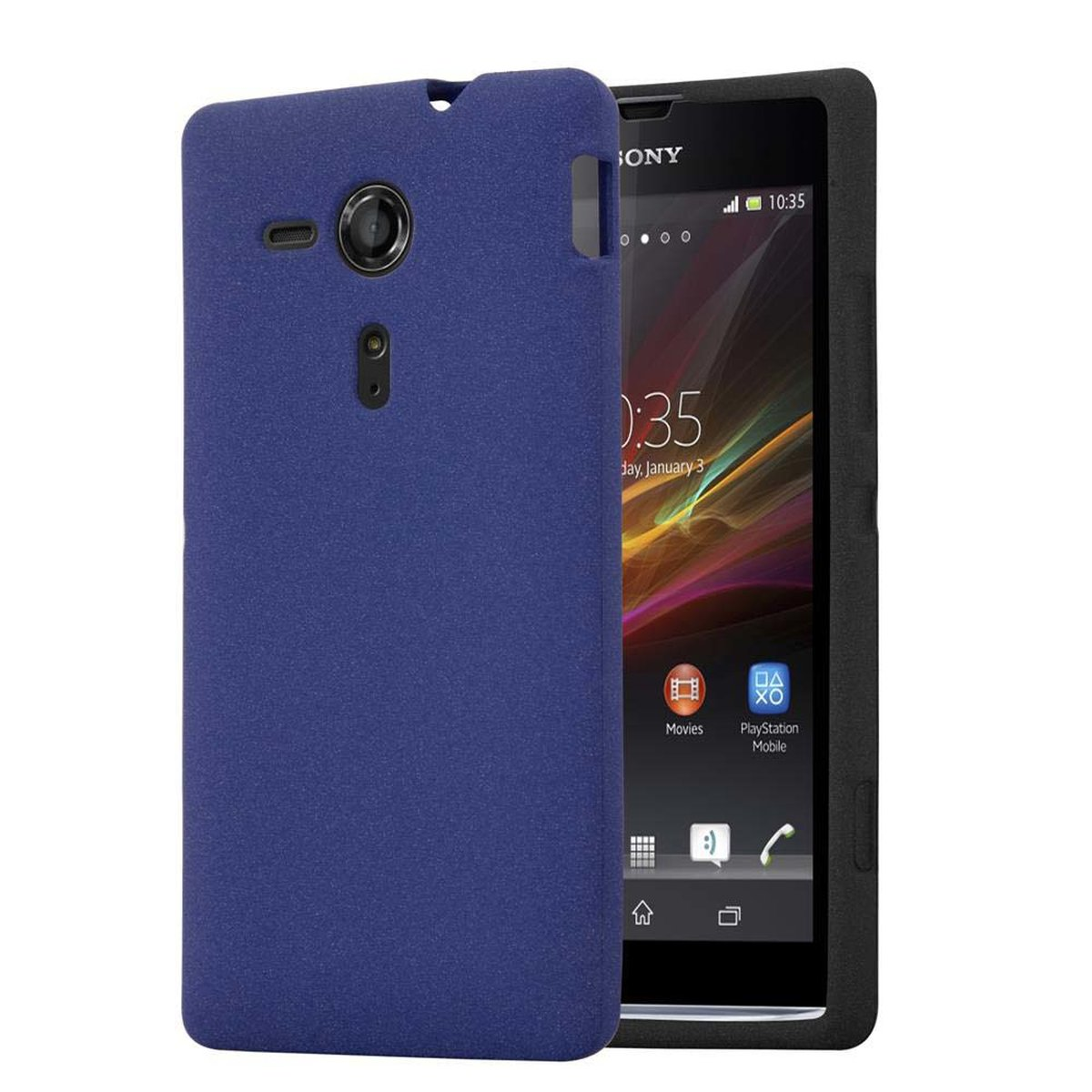 Schutzhülle, CADORABO Sony, SP, Frosted Backcover, TPU FROST BLAU DUNKEL Xperia