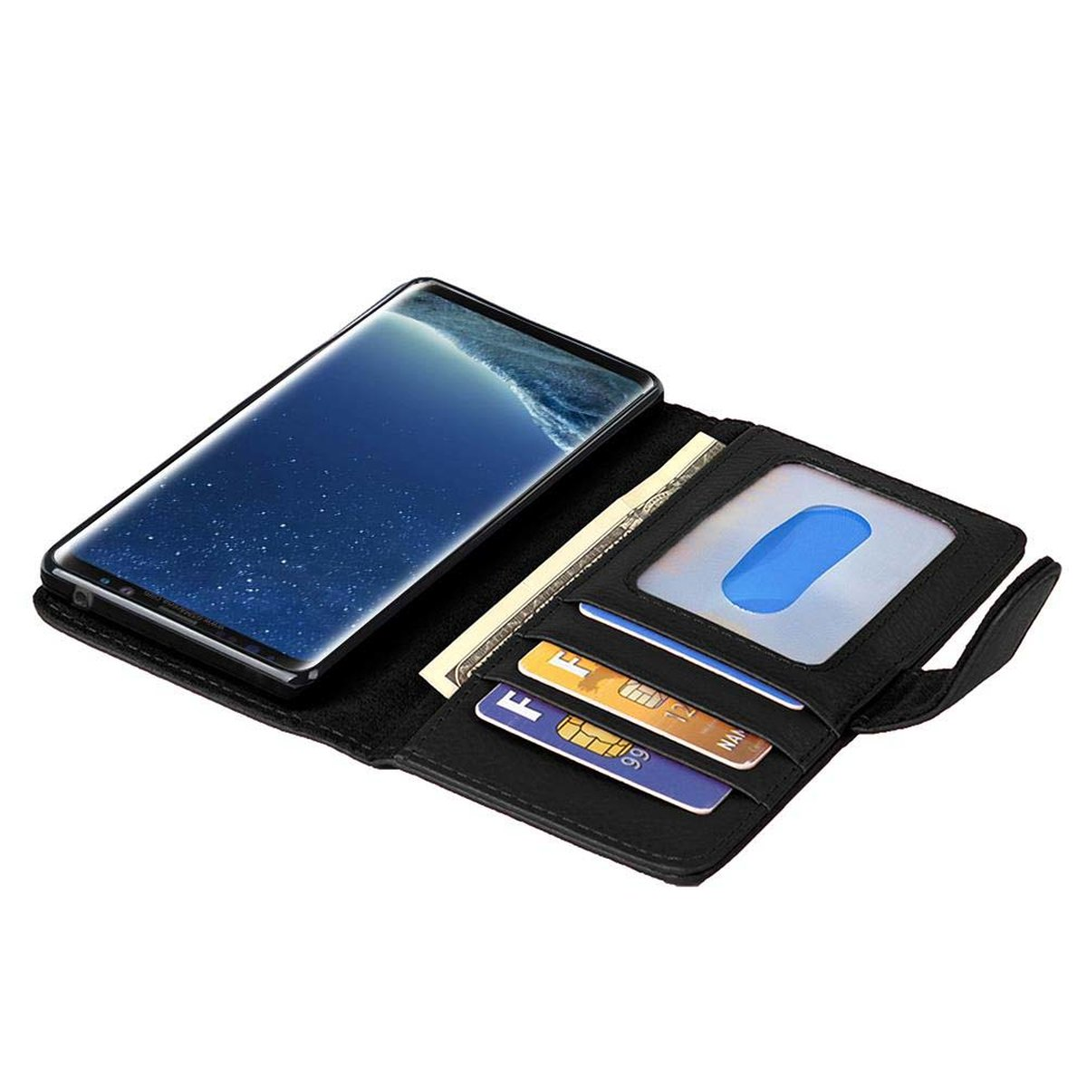 CADORABO Standfunktuon, S8 Kartenfach OXID mit Hülle Book Samsung, SCHWARZ PLUS, Galaxy Bookcover,