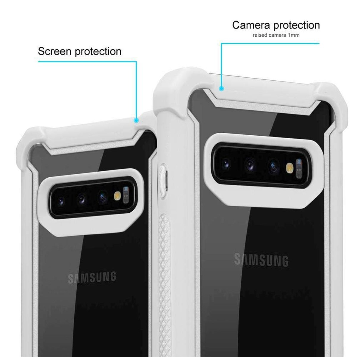 CADORABO Custodia 2 in 1 con bordo in silicone TPU e retro in vetro acrilico CUSTODIA per Samsung Galaxy S10 4G, Grigio Betulla