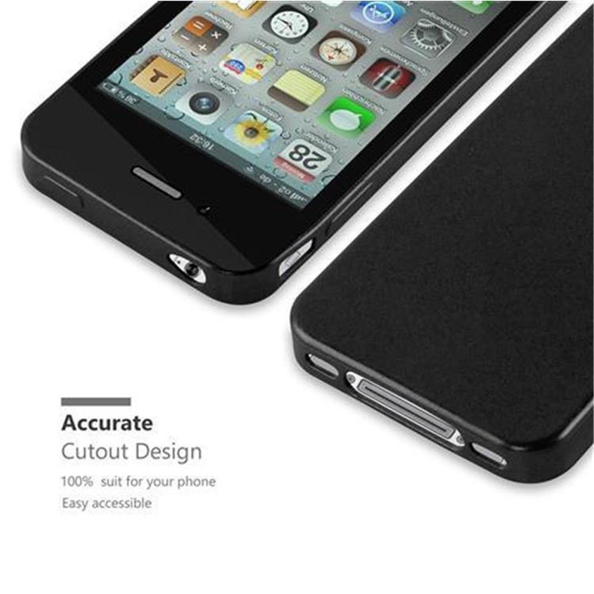 SCHWARZ CADORABO METALLIC iPhone 4 Metallic Apple, Hülle, Backcover, Matt / TPU 4S,