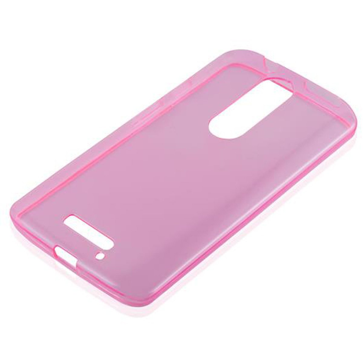 Una funda de teléfono rosa. Es una funda simple, clara y vacía.