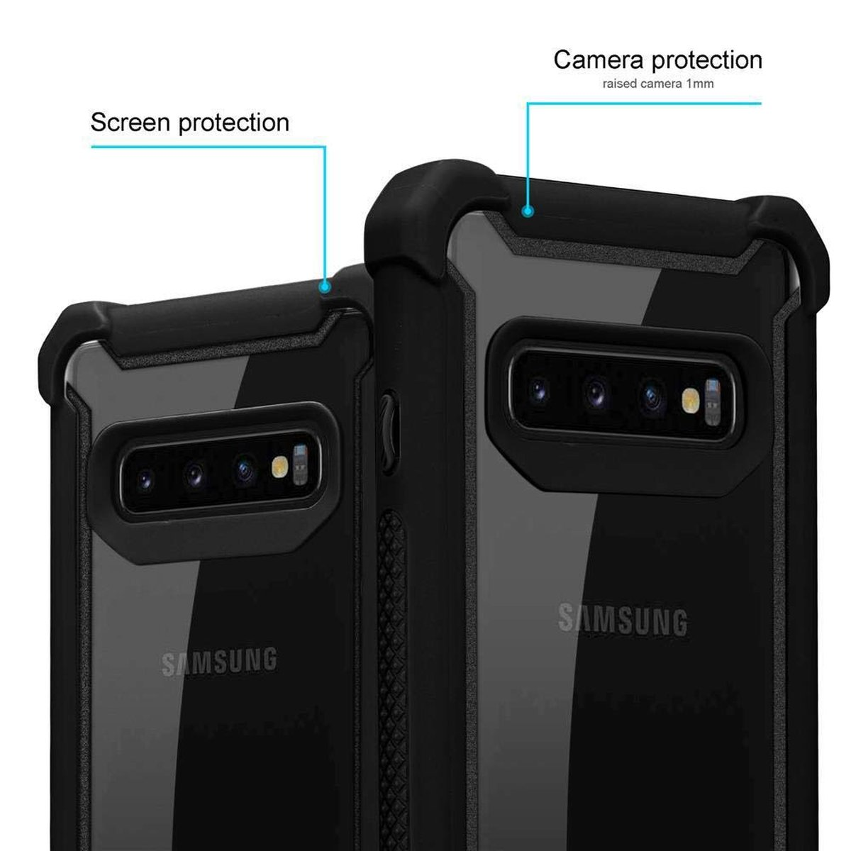CADORABO Hybrid Hülle 2-in-1 Schutz, ERLEN S10 Galaxy Samsung, SCHWARZ PLUS, Backcover