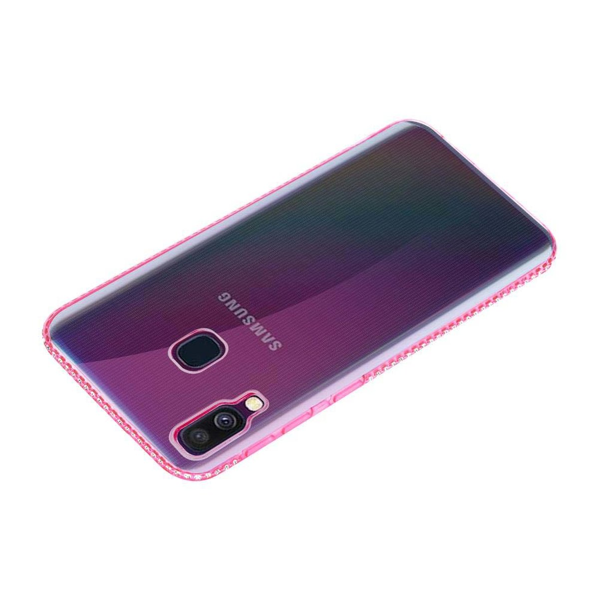 Silikon Hülle Design, TRANSPARENT TPU im Strass CADORABO Backcover, A40, Galaxy ROSA Samsung,