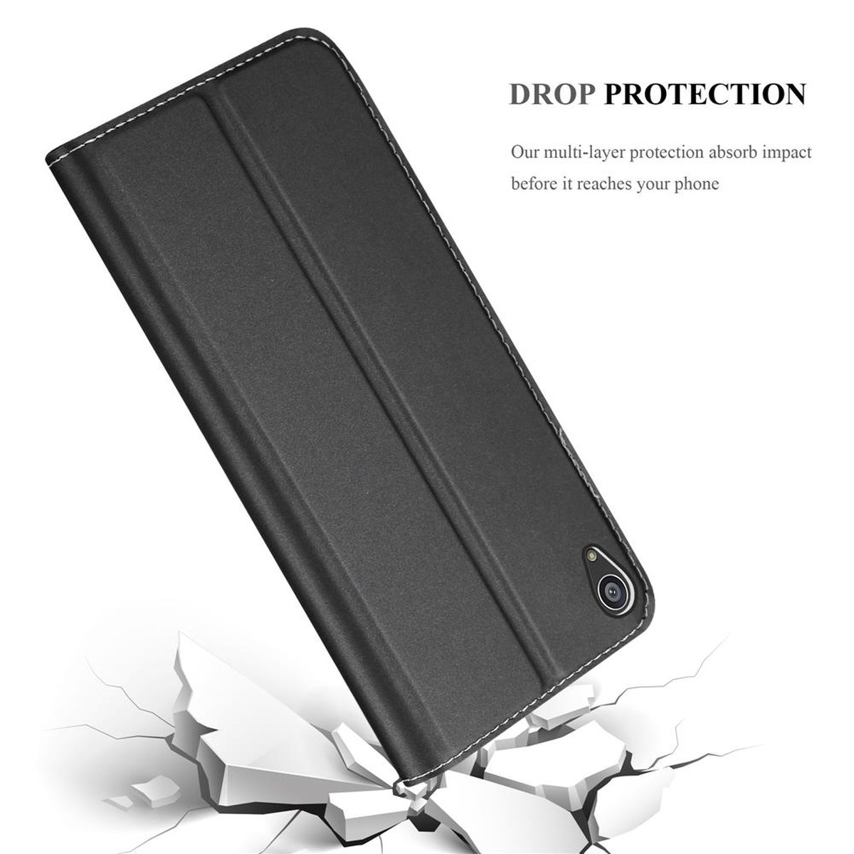 Style, Bookcover, PREMIUM, Z5 Xperia Handyhülle Sony, SCHWARZ Book CLASSY CADORABO Classy