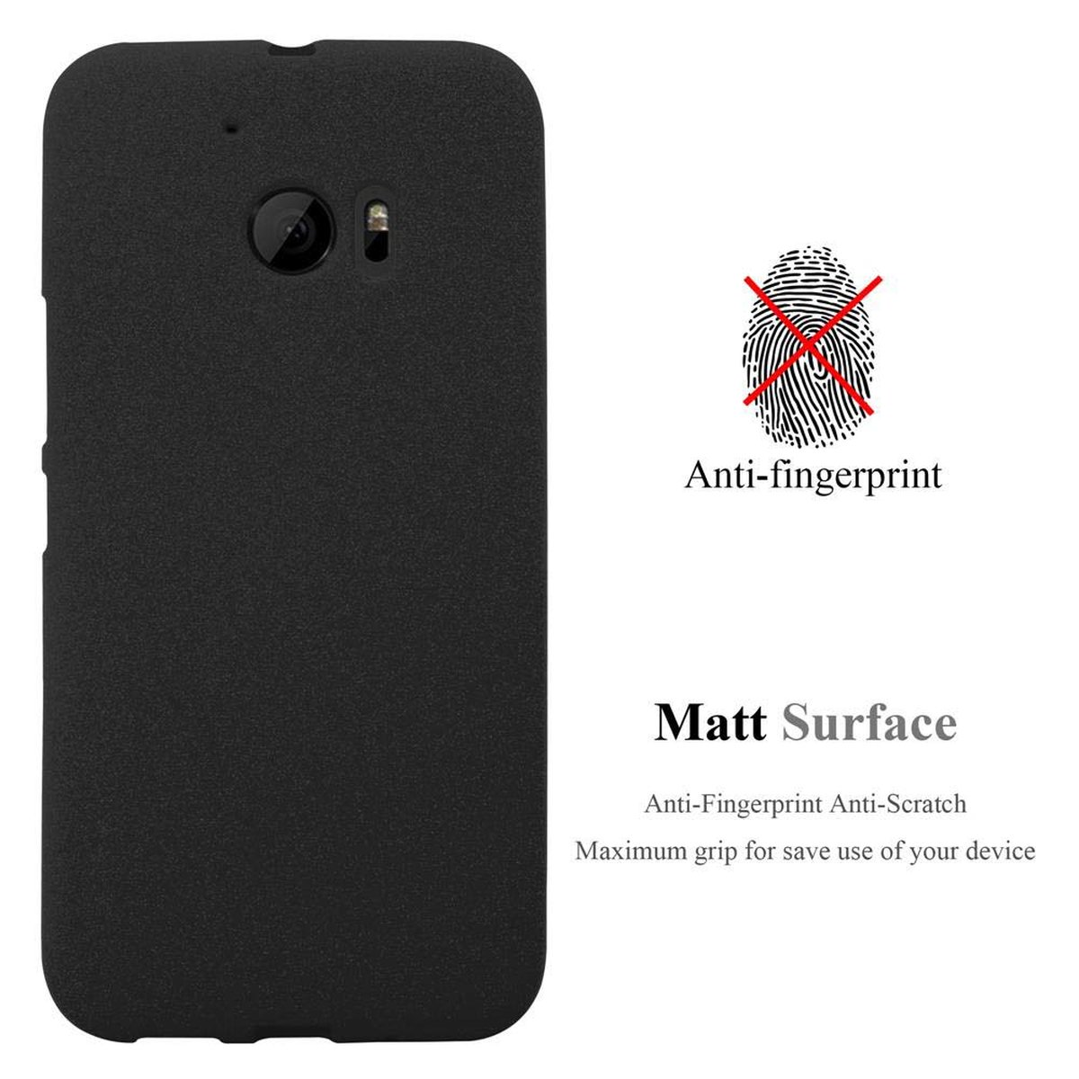 HTC, Backcover, ONE FROST CADORABO SCHWARZ TPU M10, Frosted Schutzhülle,
