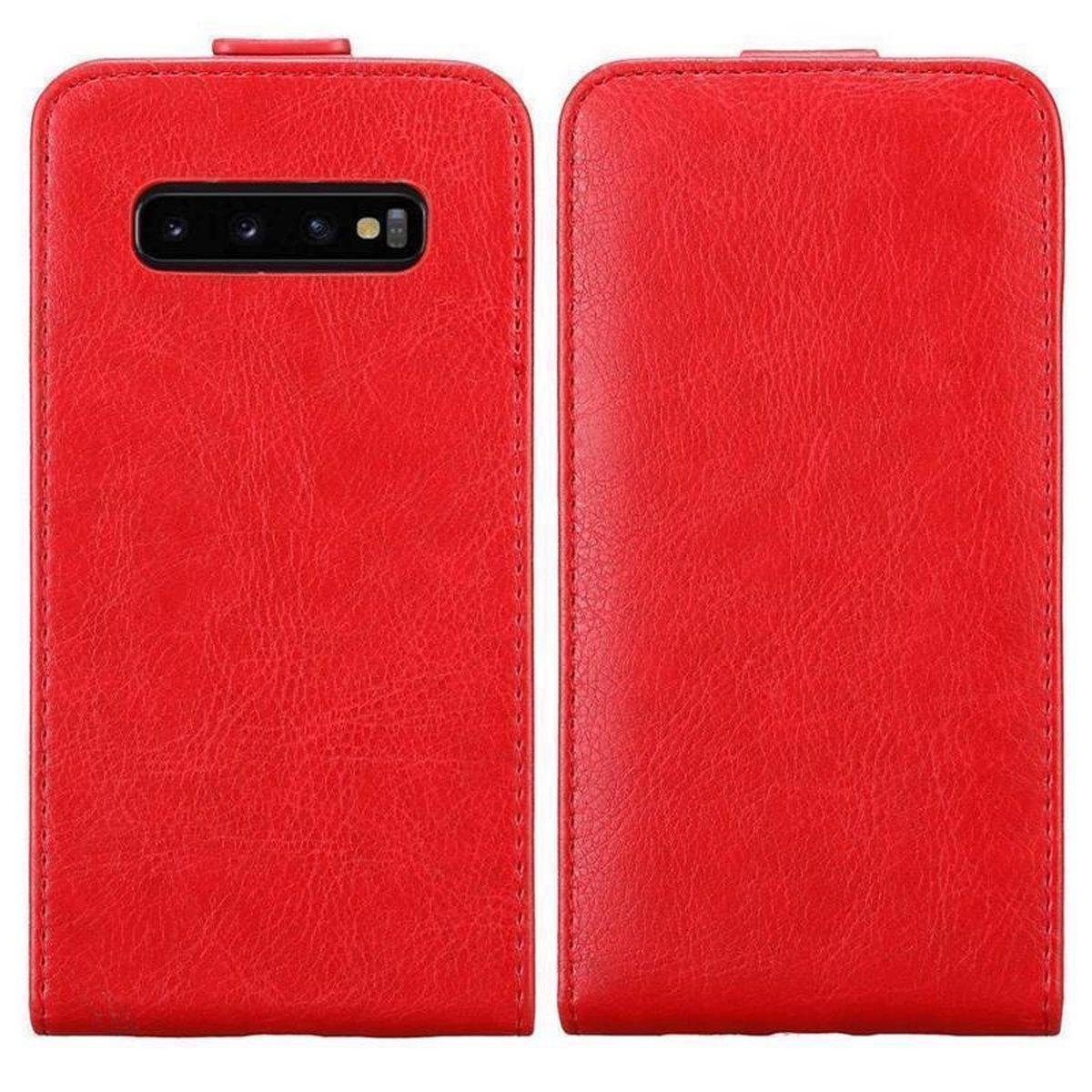 CADORABO Hülle PLUS, ROT Galaxy Flip Cover, Style, Flip APFEL im S10 Samsung