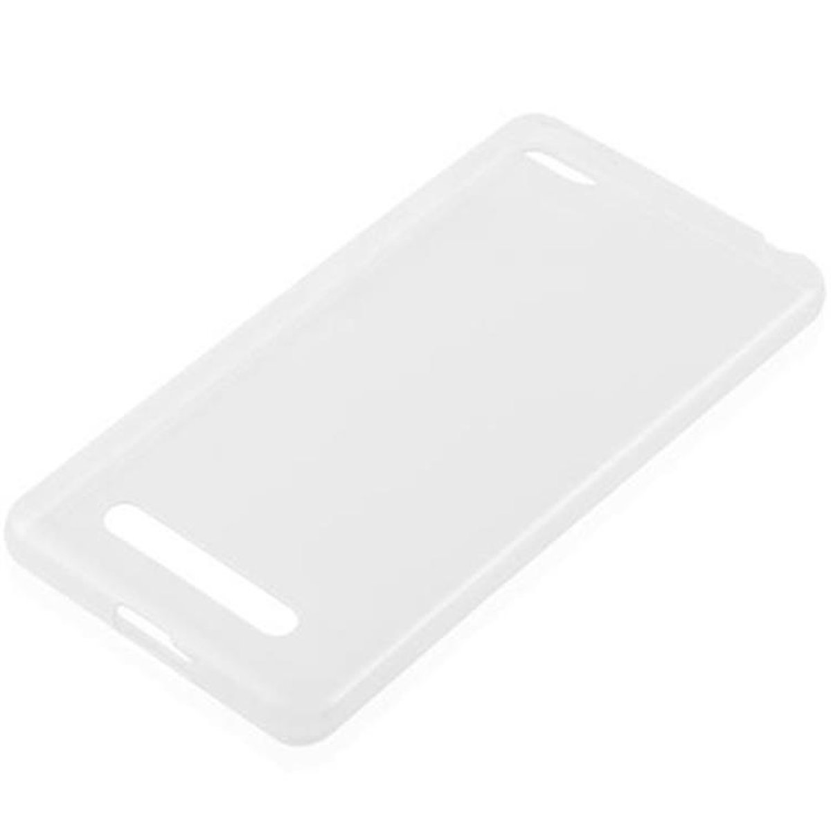 Custodia per telefono bianca, design semplice, con fori per pulsanti e porte.