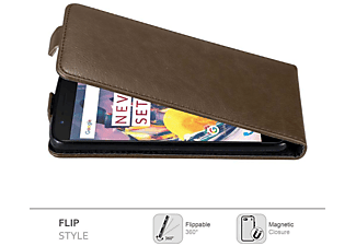carcasa de móvil Funda flip cover para Móvil - Carcasa protección resistente de estilo Flip;CADORABO, OnePlus, 3 / 3T, 80 café