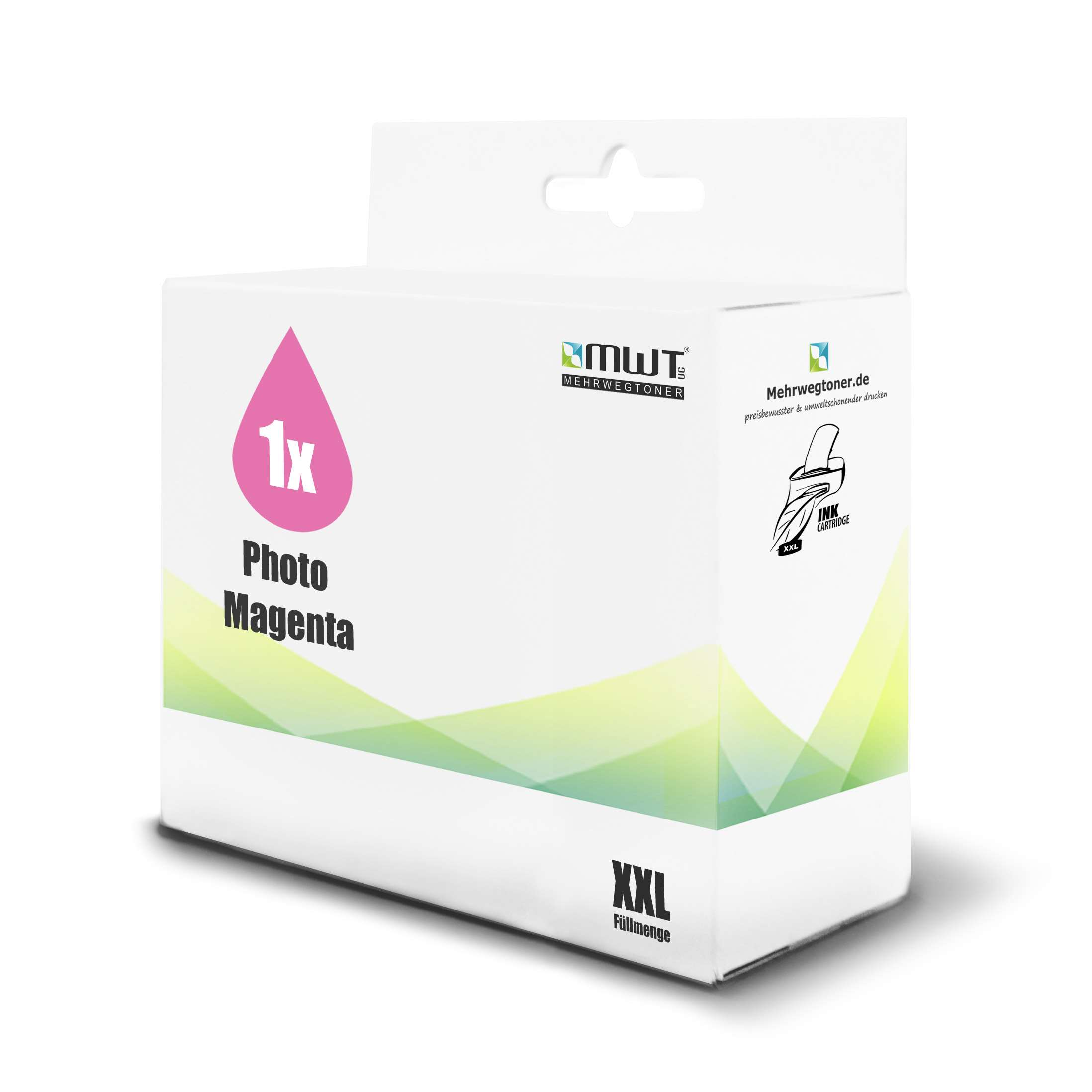 Weiße Box mit Foto-Magenta-Tintenpackung. XXL-Größe.