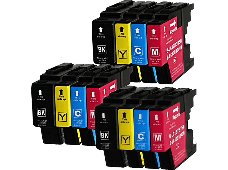 D&C LC-1240 XL Multipack Cyan, 3x Schwarz, (LC-1240 12-Farben 3x (3x Gelb) Tintenpatrone Magenta, XL) 3x