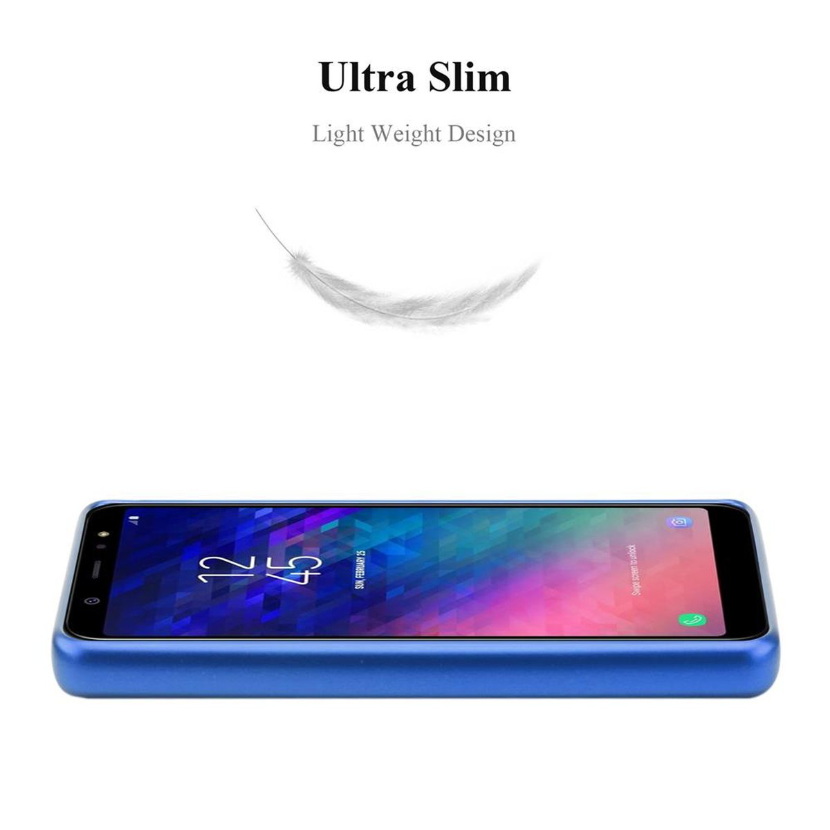 CADORABO Cover in silicone TPU flessibile CUSTODIA per Samsung Galaxy A6 PLUS 2018, Azzurro