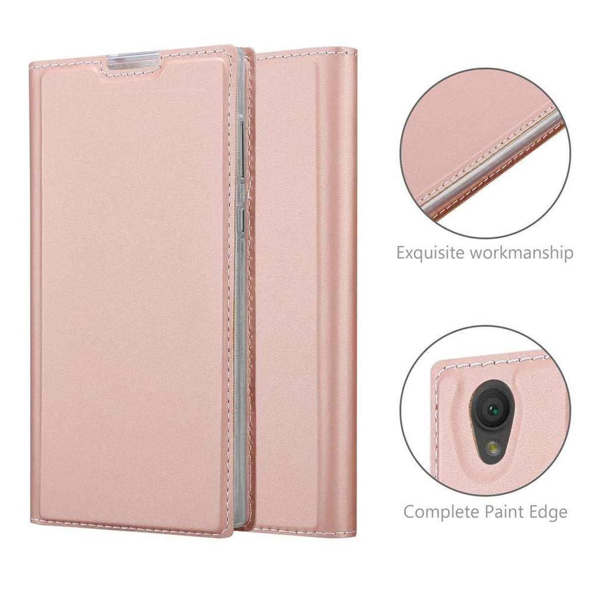 CADORABO Handyhülle Classy Book ROSÉ Bookcover, Xperia Style, CLASSY Sony, L1, GOLD