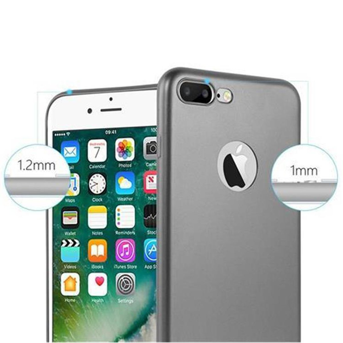 CADORABO TPU / Matt PLUS Apple, PLUS, 7S PLUS Metallic Backcover, 7 iPhone 8 METALLIC Hülle, / GRAU
