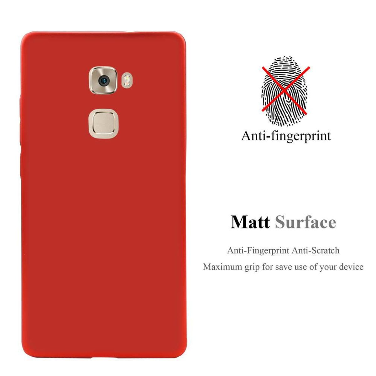 Custodia Cadorabo Per Huawei Mate S | Cover Sottile In TPU Morbido | Effetto Metallizzato Rosso | Antiurto E Bordo Rialzato