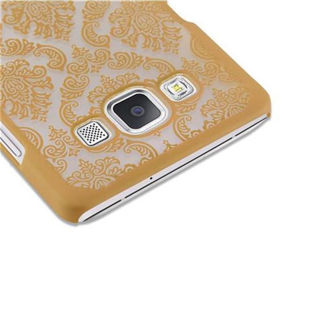 Hülle Samsung, Backcover, Case Paisley in CADORABO A5 Galaxy Design, Henna GOLD Hard 2015, Blumen