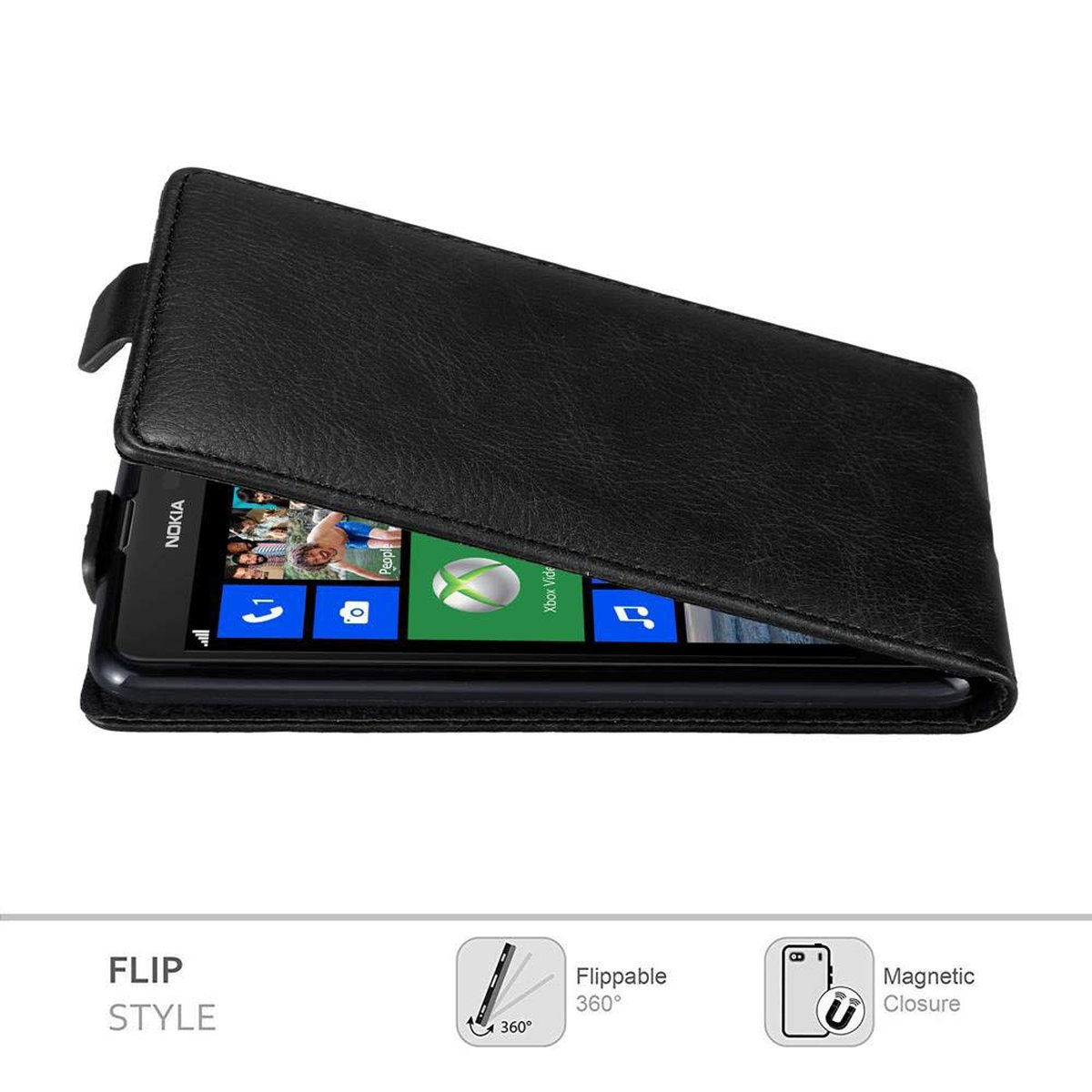 Flip Cover, NACHT Nokia, im Style, Hülle 625, SCHWARZ Flip Lumia CADORABO