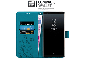 carcasa de móvil Funda libro para Móvil - Carcasa protección resistente de estilo libro;CADORABO, Samsung, Galaxy NOTE 8, azul floral