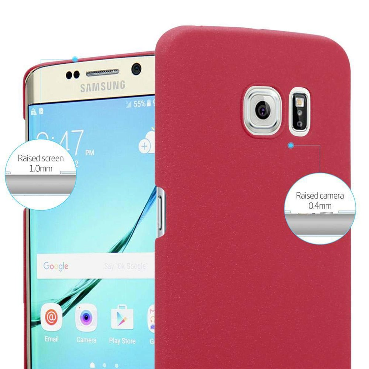 Frosty CADORABO Backcover, S6 Hard Samsung, Style, im FROSTY Hülle Galaxy EDGE, Case ROT