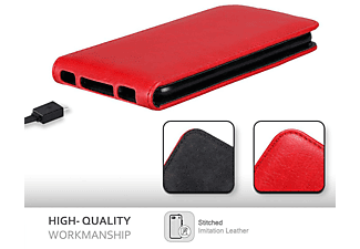 carcasa de móvil Funda flip cover para Móvil - Carcasa protección resistente de estilo Flip;CADORABO, HTC, Desire 10 Lifestyle / Desire 825, rojo manzana