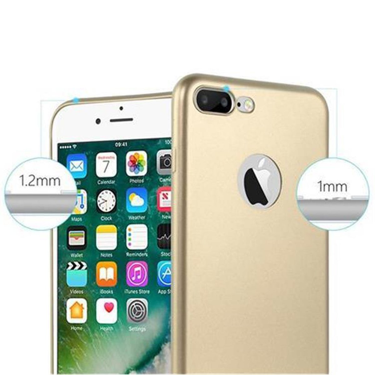 PLUS CADORABO GOLD Backcover, Metallic PLUS, / Apple, iPhone 8 TPU 7 PLUS / Matt Hülle, METALLIC 7S