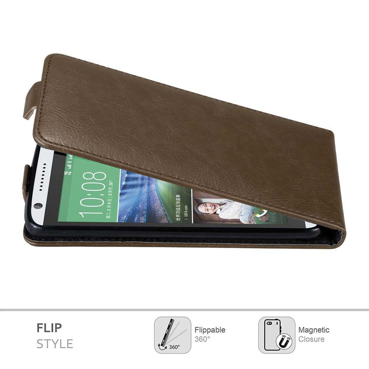 Hülle BRAUN Cover, Style, im HTC, KAFFEE 820, Flip CADORABO Desire Flip