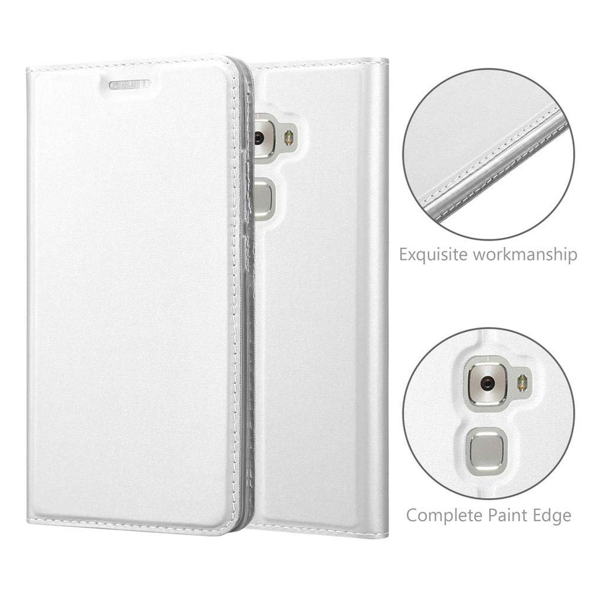 Style, CLASSY Book Handyhülle Bookcover, SILBER CADORABO MATE Huawei, Classy S,