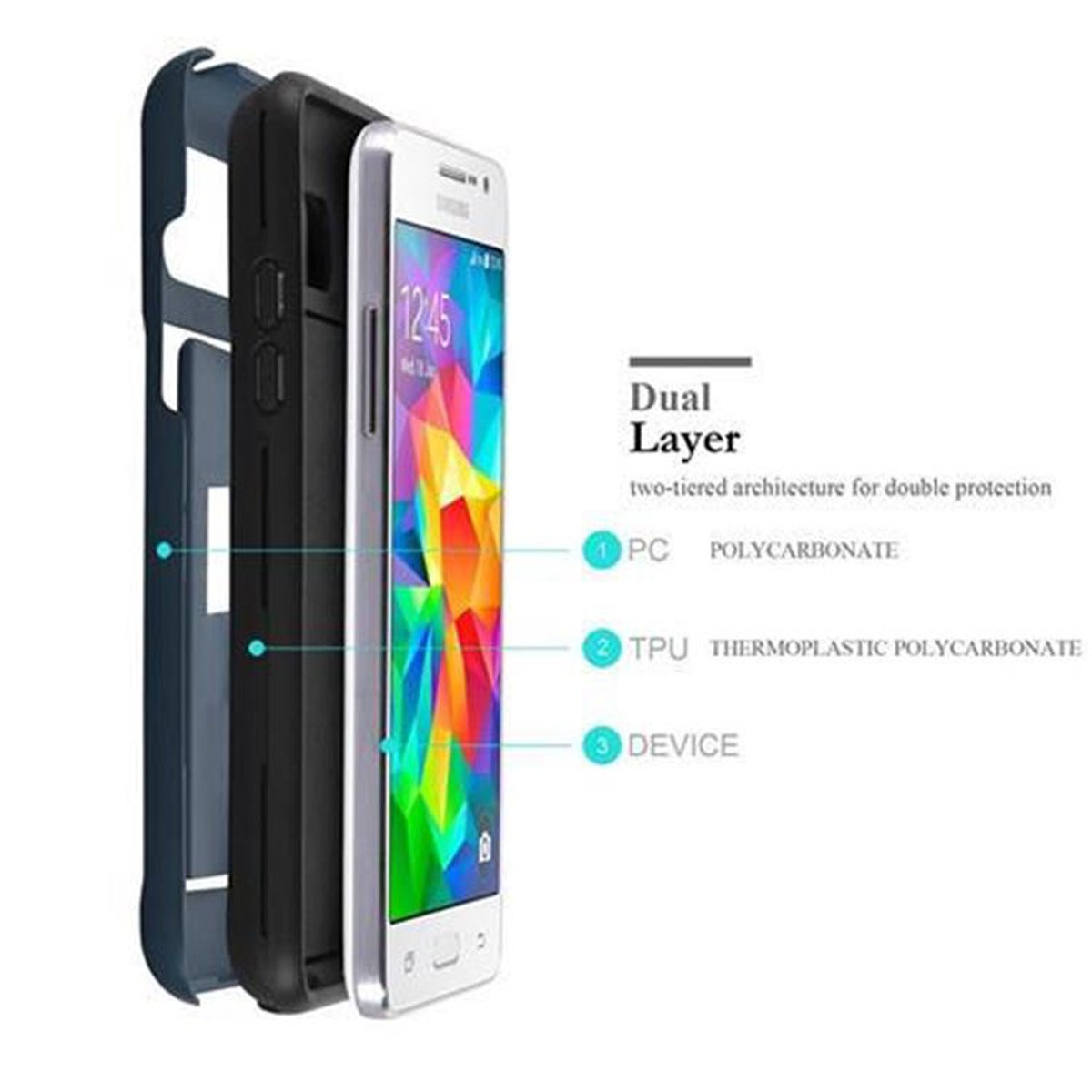 PRIME, Heavy Outdoor CADORABO Case Hard Galaxy im Design, Samsung, GRAND BLAU DUNKEL Backcover, Hülle Duty Hybrid ARMOR
