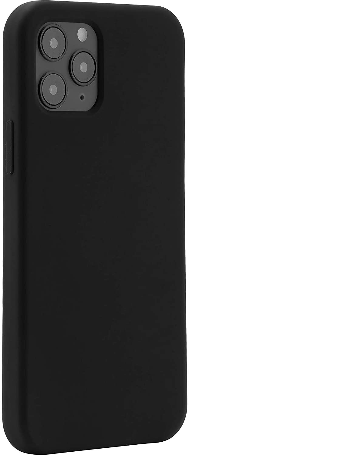 Schwarze Handyhülle mit glänzendem Finish. Die Hülle hat drei Kameralöcher.