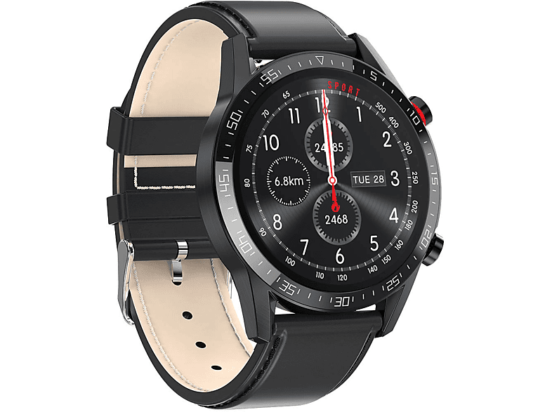 HYPTECH RP40 | motiofit LUXOR Schwarz Smartwatch Silikon, Kunstleder