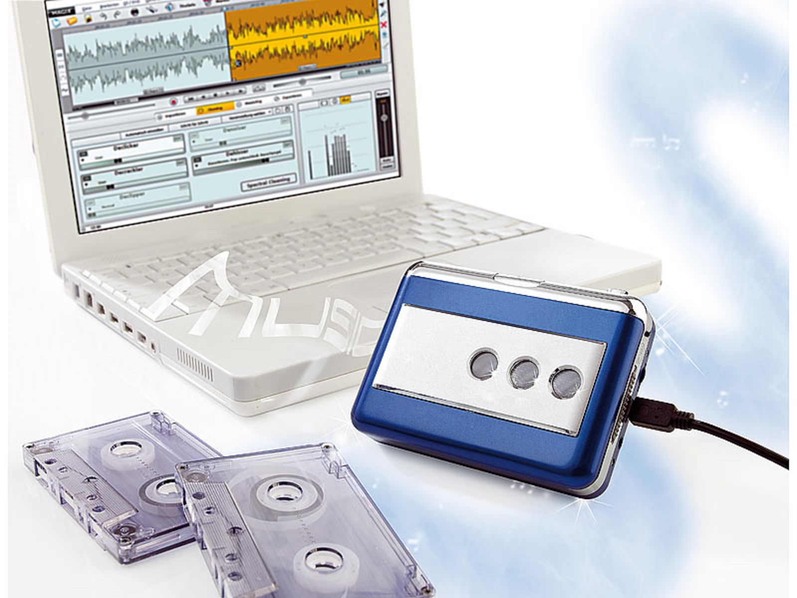 AUVISIO Tape2PC Audio-Kassetten Digitales blau für Konvertierungsgerät