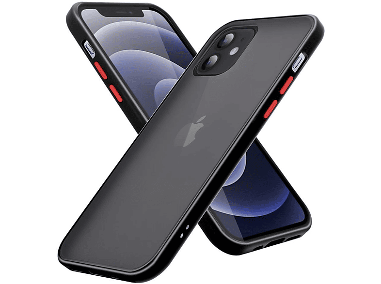 CADORABO Hülle Hybrid Rückseite, Rote Tasten mit 12 Backcover, / Silikon 12 TPU iPhone Schutzhülle PRO, Kunststoff matter - Matt und Innenseite Apple, Schwarz