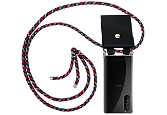 CADORABO TPU Handy Kette GOLD, Bookcover, Sony, Xperia 1 II, ROT BLAU WEIß