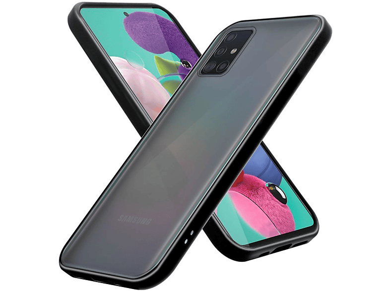 CADORABO Hülle Hybrid Innenseite Galaxy Silikon Backcover, A51 Samsung, Rückseite, Kunststoff Schutzhülle TPU und Matt matter Schwarz mit 5G