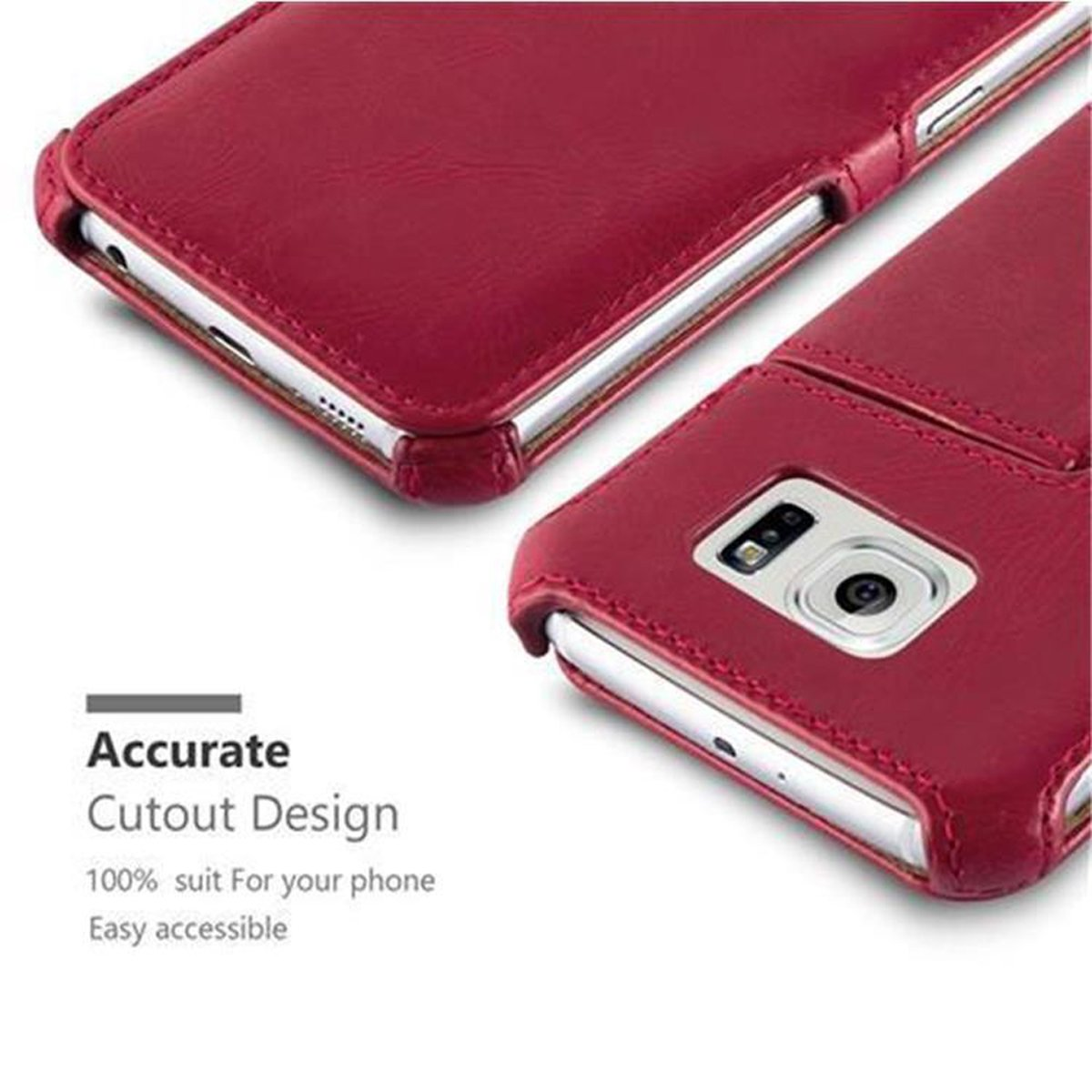 CADORABO Book Samsung, Standfunktion Eckhalterung, S6, Backcover, mit PASSION Galaxy Hülle ROT und