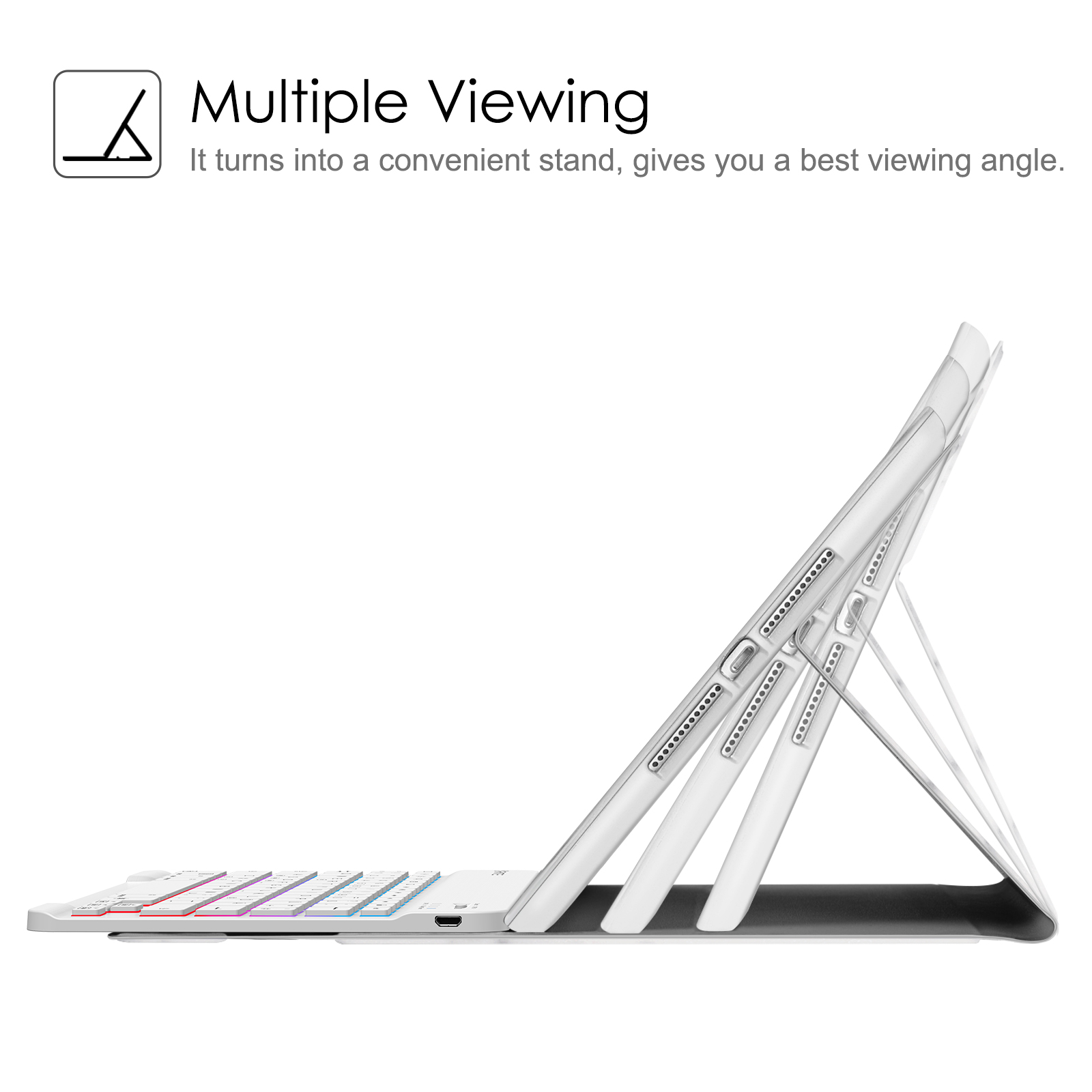 FINTIE Hülle Tastatur Tablethülle Apple Marmor Bookcover Weiß + Kunstleder, für