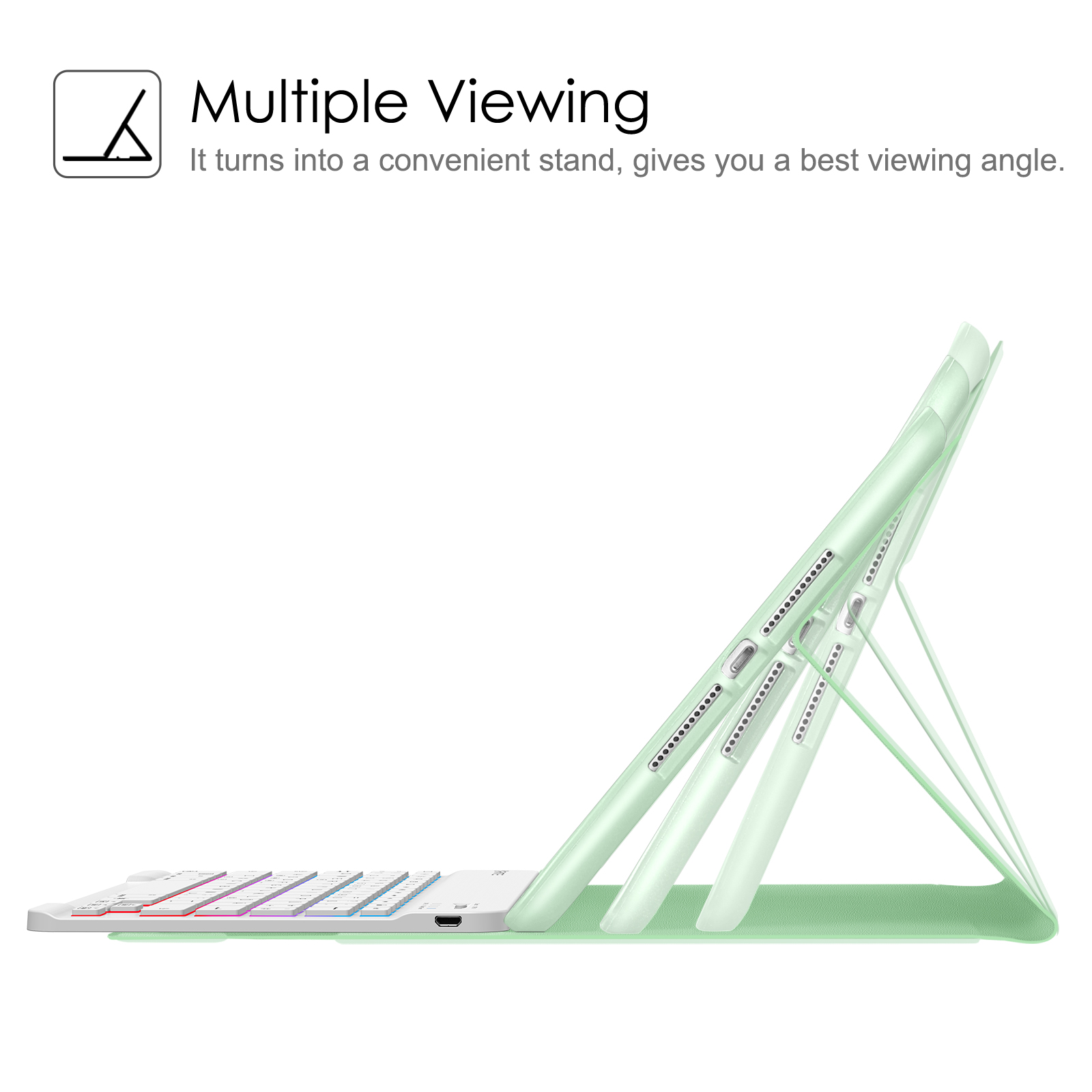 Tastatur Apple für Tablethülle Hülle + FINTIE Grün Kunstleder, Bookcover