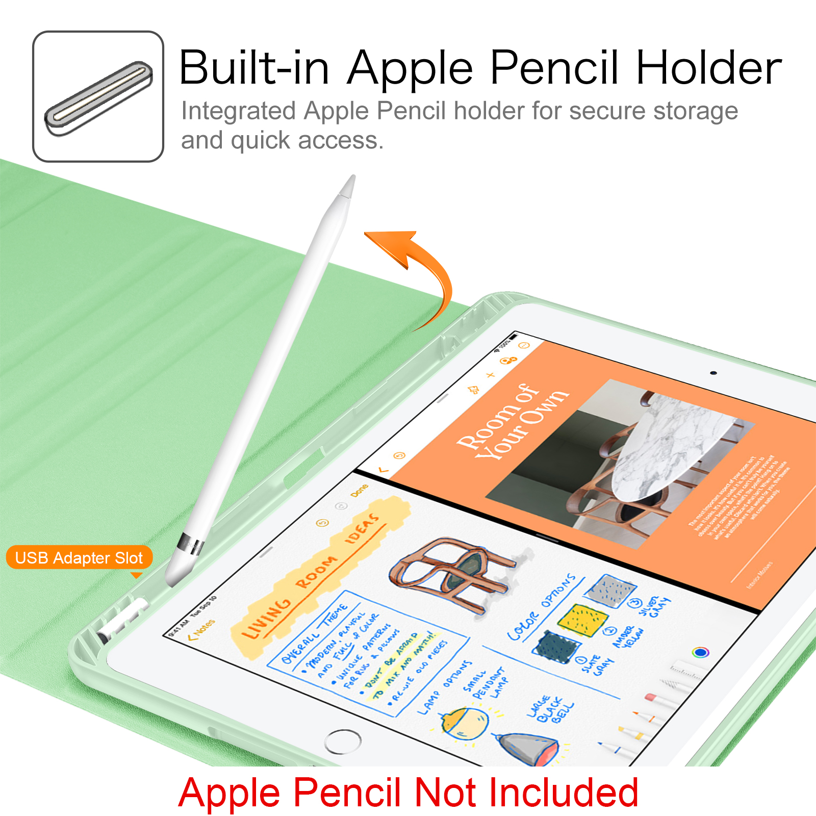 FINTIE Hülle Grün Kunstleder, Tablethülle + Apple Bookcover Tastatur für