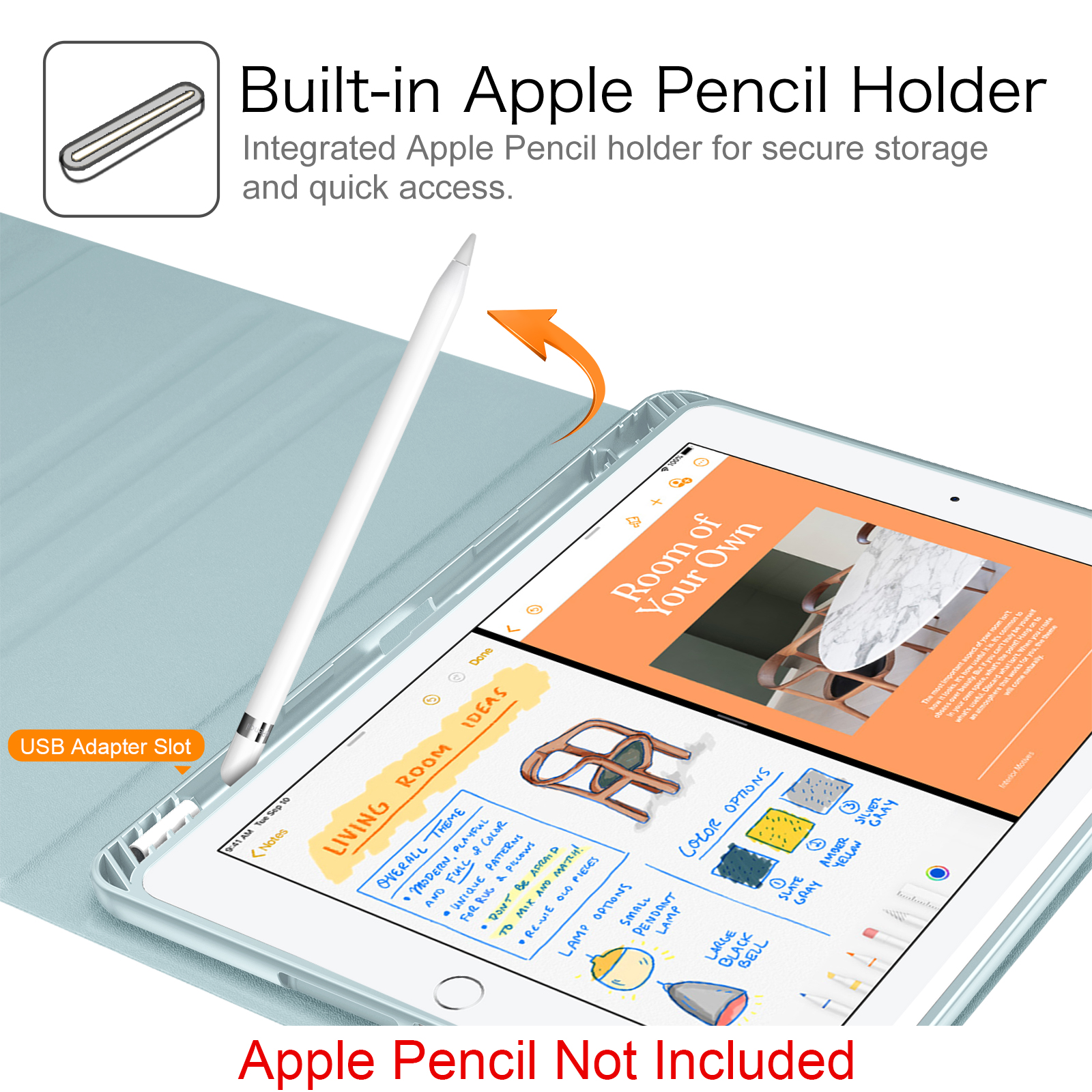 FINTIE Hülle + Tastatur Tablethülle Eisblau Kunstleder, Apple Bookcover für